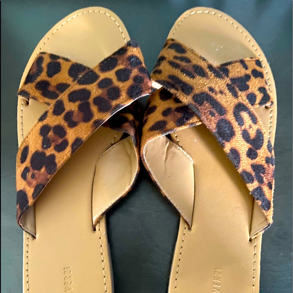 Forever 21 Leopard Slides